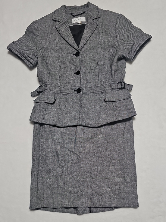 Calvin Klein Dresses & Skirts - Calvin Klein Gray Short-Sleeve Peplum Midi Dress Suit